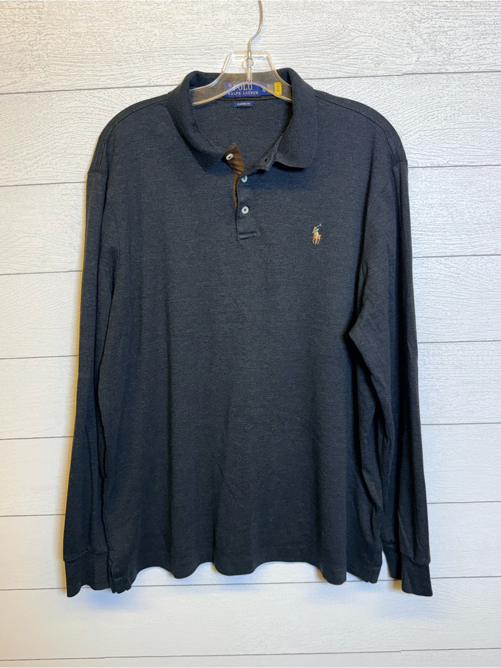 Polo Ralph Lauren Classic Fit Long-Sleeve Gray Polo 100% Cotton Men’s size XL